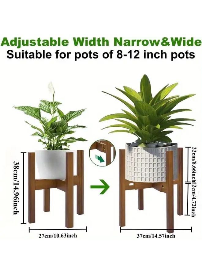 Black Walnut Adjustable Bamboo Plant Stand For 8 12 Inch Pots Modern Indoor Plant Holder - Image 3